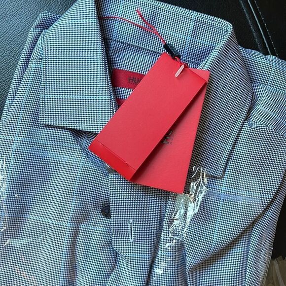 Hugo Mixed Check Shirt-BLUE-EU 39/US 15.5 - Picture 2 of 2